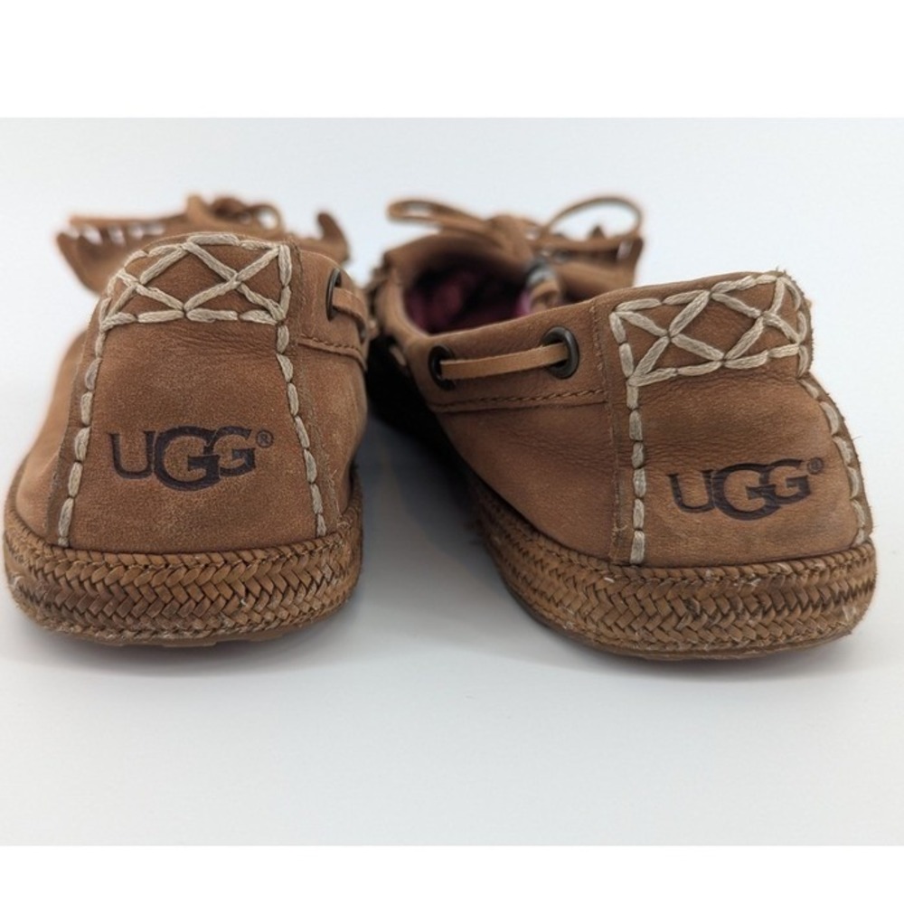 UGG Australia Milana Brown Leather Fringe Moccasin Loafers 1005451 Womens 7.5 - Picture 6 of 9